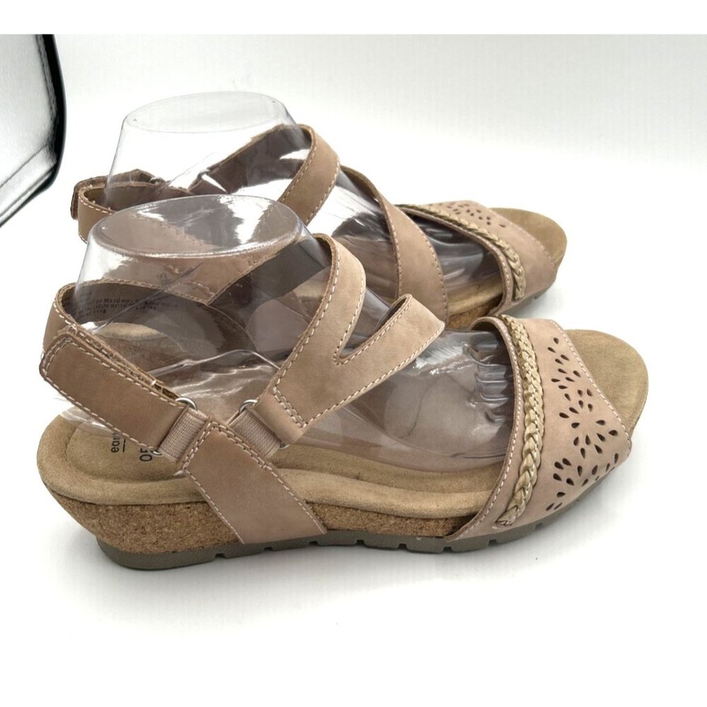 Earth Origins Sandals Women's Size 9W Tan Slingback Wedge Casual Shoes - Picture 6 of 9